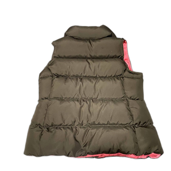 Lands End Kids Puffer Vest Down Feather Filled Brown Pink Girls Size Large - Picture 2 of 4